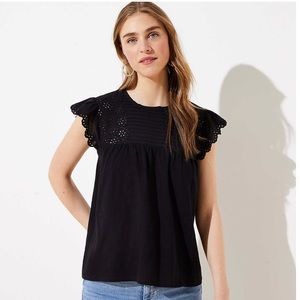 Loft Pintucked Eyelet Top